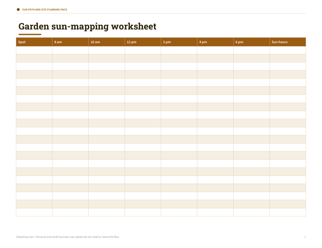 Preview of the first page of Sun-mapping worksheet (PDF/DOCX/XLSX)